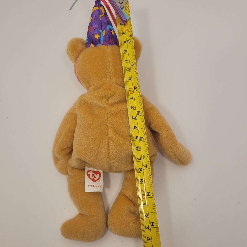 Ty Yellow Birthday Bear with Colorful Party Hat - Picture 7 of 7